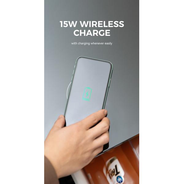 Беспроводное заряжение Современный умный кофейный стол с холодильником и закаленным стеклянным верхом