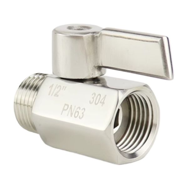 SS304 SS316 Stainless Steel Mini Ball Valve Female to Male Threaded Female Thread 90° Handle Water Gas Shut-off Valve