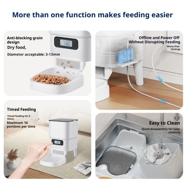 Automatic Eco-Friendly Plastic ABS Dog Cat Feeder Chargeable Battery-Powered LCD Display Timer Quadrate Bowls Waterproof IPX5