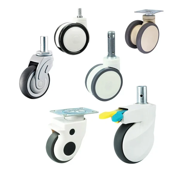 Heavy Duty American Nylon PA Casters Plate Mounted 125KG Capacity Set Of 4 Screw In Wheels