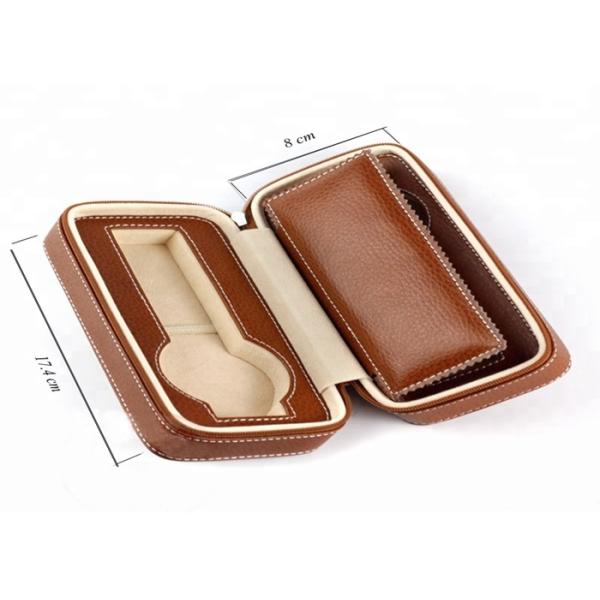 Handmade Watch Packing Box Classic with Brown Zip Leather  Travel Cases