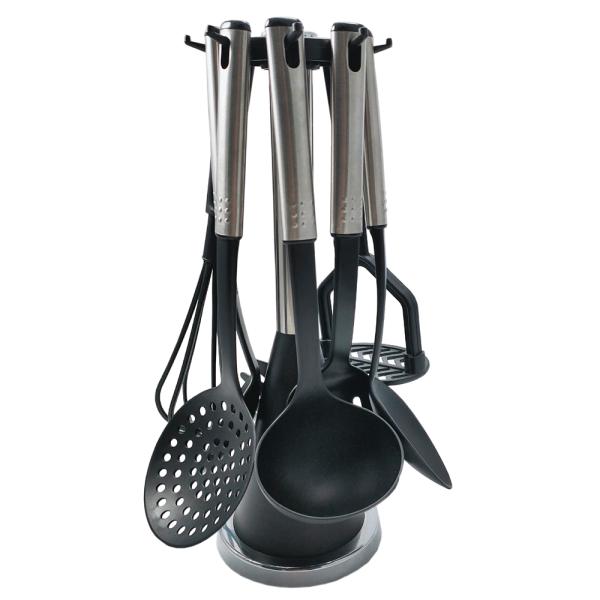 Tableware Kitchen Utensils Set with Silk Printing Logo and Nylon Spoon Holder Masher