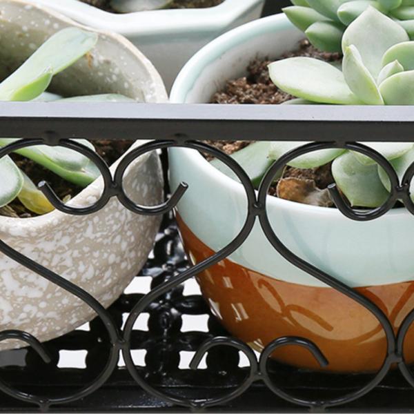 Wrought Iron Hanging Balcony Plant Pots , 30cm Length Balcony Plant Pot Holders