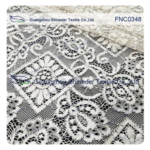 150CM Cotton Nylon Polyester  Lace Fabric Rhombic Floral Black Cord