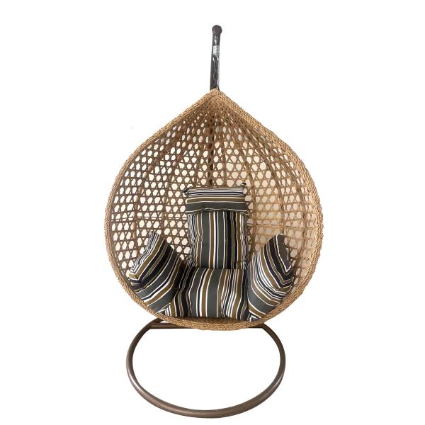 Single Leisure Styles Metal Frame Hanging Chair for Outdoor Rattan Swing Furniture