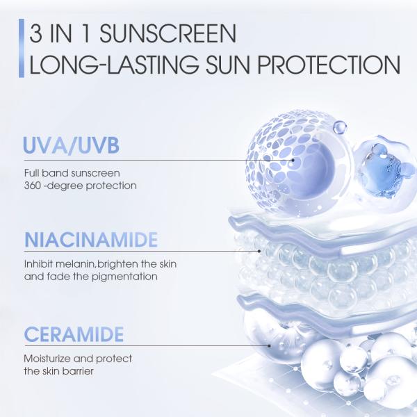 L'eau minérale Lumière sérum Protège-soleil Ultra-lumière Non grasse Lotion pour le visage hydratant Brightening Crème de blanchiment solaire