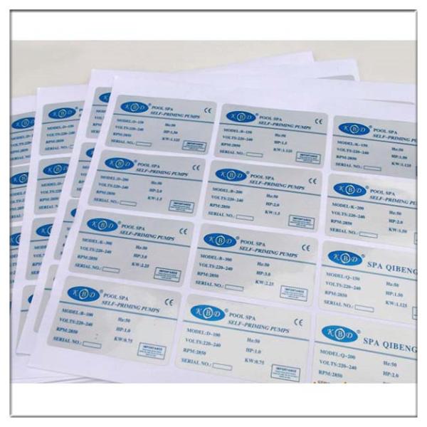 Custom printed self adhesive matt silver polyester PET label, Custom Printed Electronics Self Adhesive Matt Silver Label