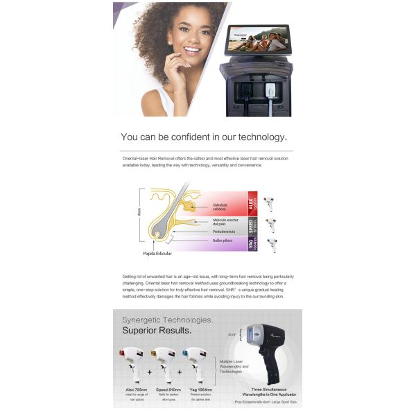 1200w смешанная длина волны лазерная система удаления волос с технологией микроканалов и охлаждения