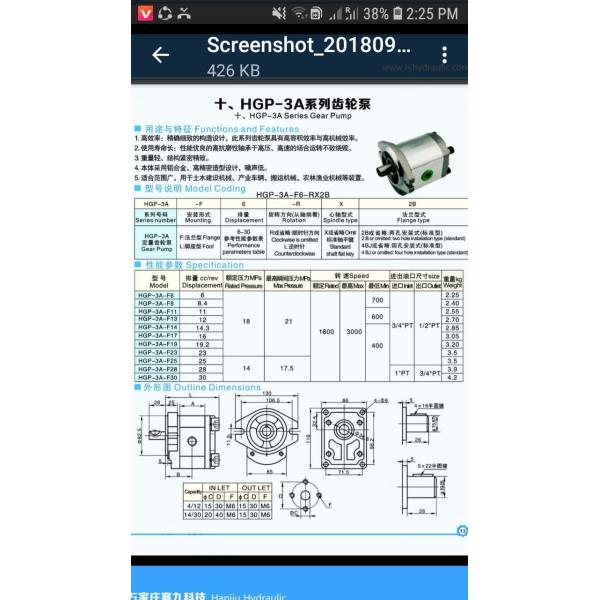 Displacement 11 Cc Hydraulic Gear Pump For Agricultural Tractor Yanmar ,