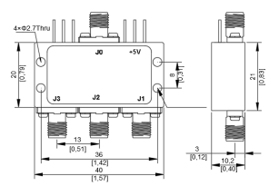 0.5 до 20 ГГц SP3T Absorptive PIN Diode Switch.