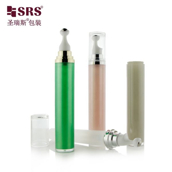 Massage Roller Acrylic Bottle Blue Green Pink Face Eye Cream Bottle With Pump Roller Bottle
