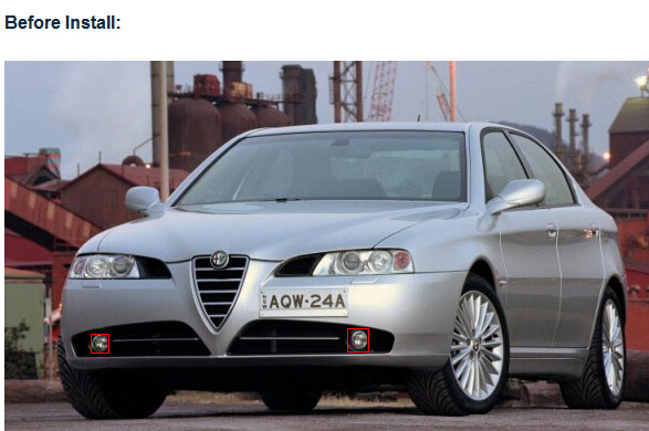 Alfa Romeo 169 car front fog lamp assembly LED daytime running lights DRL