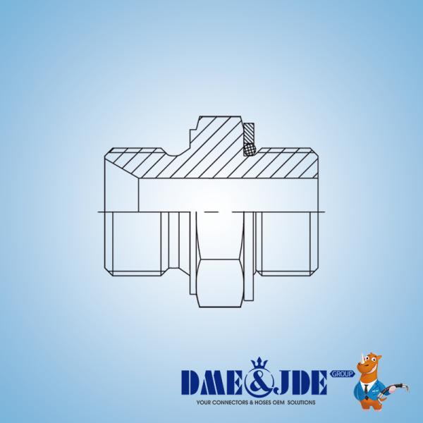 Hydraulic Hose Adaptors Connector BSPP Male 60° Metric Male + O Ring + Retaining Ring