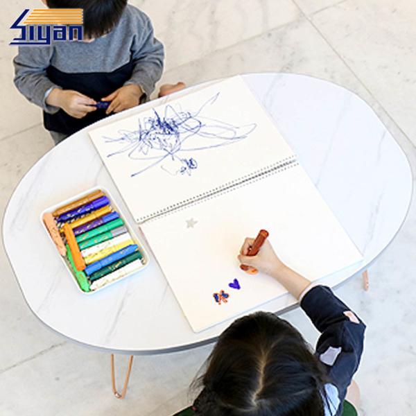 Diy Oval Round Adjustable White Marble Coffee Table Top MDF Thickness 20mm