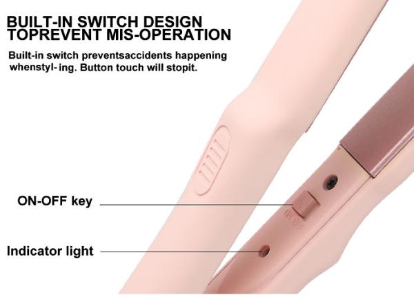 Pink Plate Mini Hair Straightener , Electric Hair Crimper 2600mAh Lithium Battery