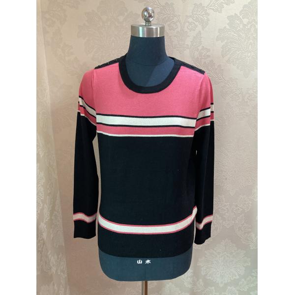 Stockpapa 2 Colors Casual Ladies Striped Sweater For Winter