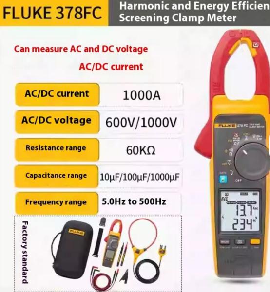 F378FC Medidor de abrazaderas de detección 374 True RMS Medidor de abrazaderas AC/DC Fluk-e F375