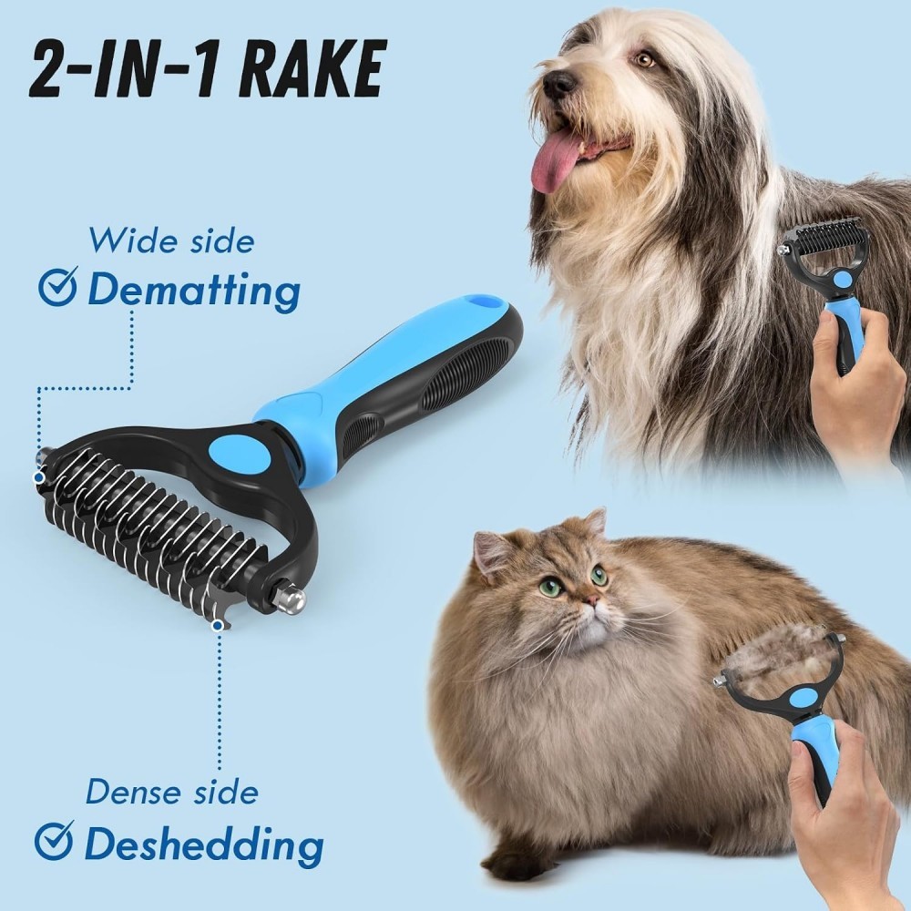 Pet Grooming Combo Undercoat Rake Deshedding Brush For Cats And Dogs