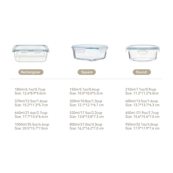 Global Safety Certified Borosilicate Glass Food Container with Lid