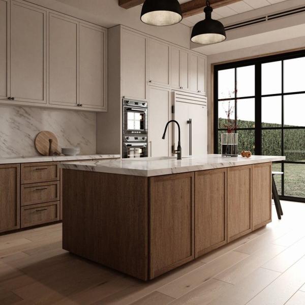 Muebles de cocina a medida Muebles de cocina montados en la pared en mayor volumen Muebles de cocina modulares para villa