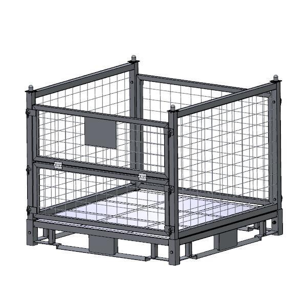 300kg 500kg Metal Mesh Storage Containers Folding Semi Open Steel