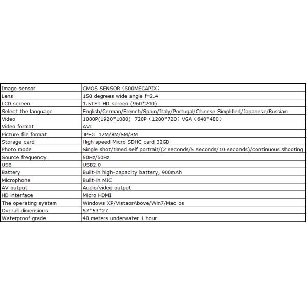 New Products 1080P 60fps Wireless HD Wifi sport camera