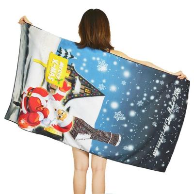 Serviettes de plage de Recycled Microfiber Christmas de concepteur 400gsm à séchage rapide