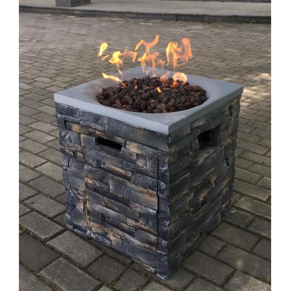 Brazier Outdoor Garden Propane Gas Fire Pit Slate Rock Liquefied Petroleum Camping