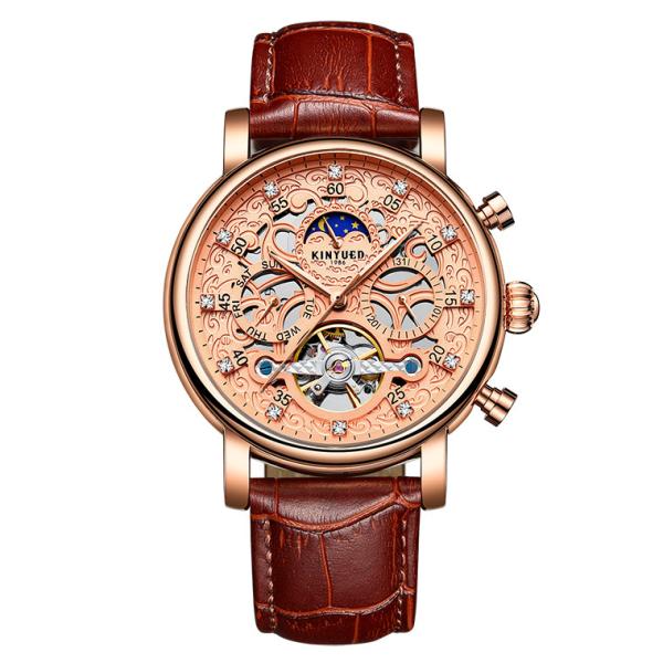 Luxury brand automatic mechanical movement genuine leather men charm wrist waterproof watch