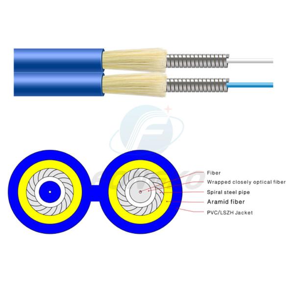 G655 4mm Duplex Armored Fiber Optic Cable Gjsfjbv For Indoor Distribution