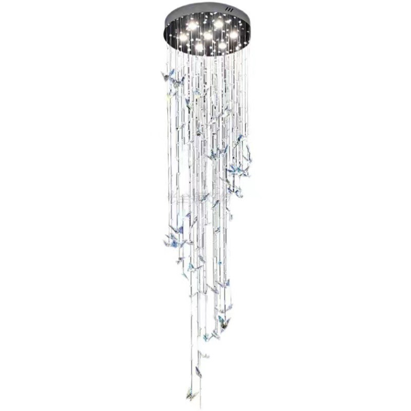 Butterfly Crystal Chandelier Living Room Crystal Staircase Pendant Light Indoor Large LED Lights(WH-NC-165)