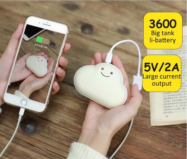 New Fashion Gift 3600mah Mini Cloud Hand Warmer Mobile charger Power Bank