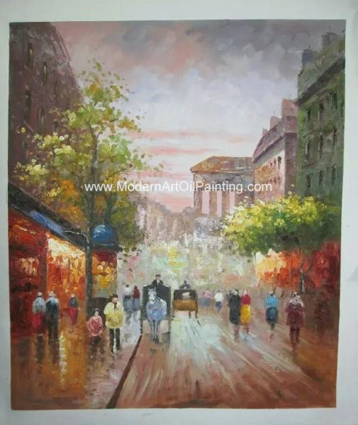 Impressionist Street  Paris Oil Painting Landscape Acrylic Palette Knife For Children Room