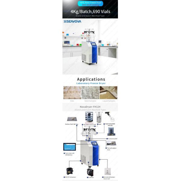 SUS304 Chamber Lab Lyophilizer Vertical Freeze Dryer For Pharmaceutical Food