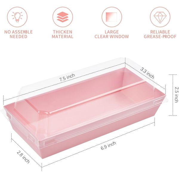 Charcuterie Boxes With Clear Lids, Pack Pink Bakery Boxes, Cookie Boxes, Small Treat Boxes For Pastry, Sandwich, Cupcakes, Strawberries, Dessert To Go Containers
