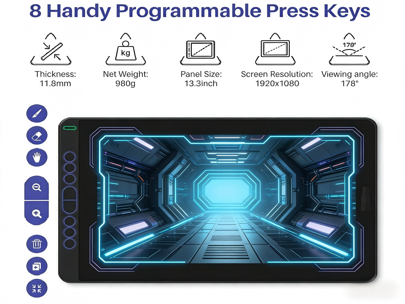15.6 Inch Digital Writing Board with 1920x1080 Resolution and 178 Degree Viewing Angle for Design Office