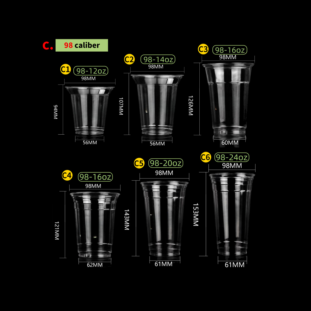 Disposable Custom Coffee Plastic Cup With Logo Lids90mm 95mm 98mm Eco Friendly Pet Cup