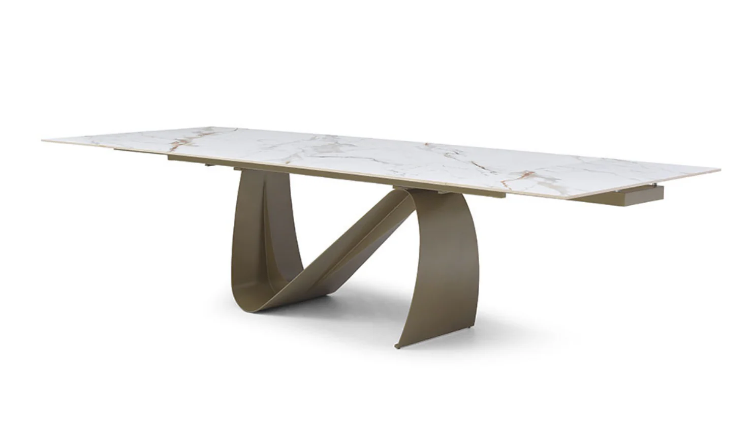 Hot Sales Foshan Factory Nordic Style Big Size Expanding Sintered Stone and Glass Metal Dining Table for Dining Room