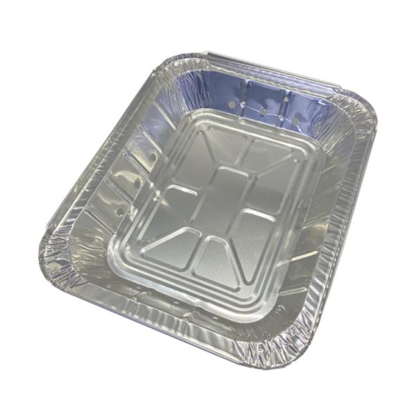 Stackable Silver Foil Food Trays Perforated Aluminum Pan For Grill