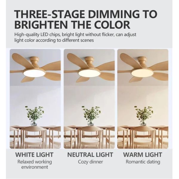 52inch Modern LED 60W Low Floor 35W Ceiling Fans With Remote Control wood Ceiling Fan With Light (WH-VLL-35)