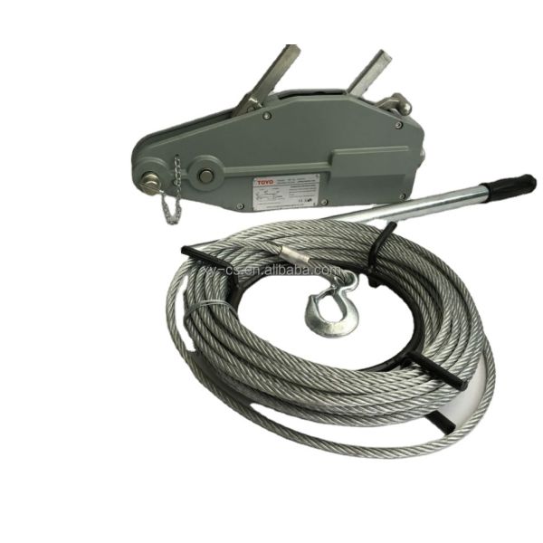 0.8T Capacity Tirfor Manual Wire Rope Hoist with 20m Wire Rope and 1 Year Warranty