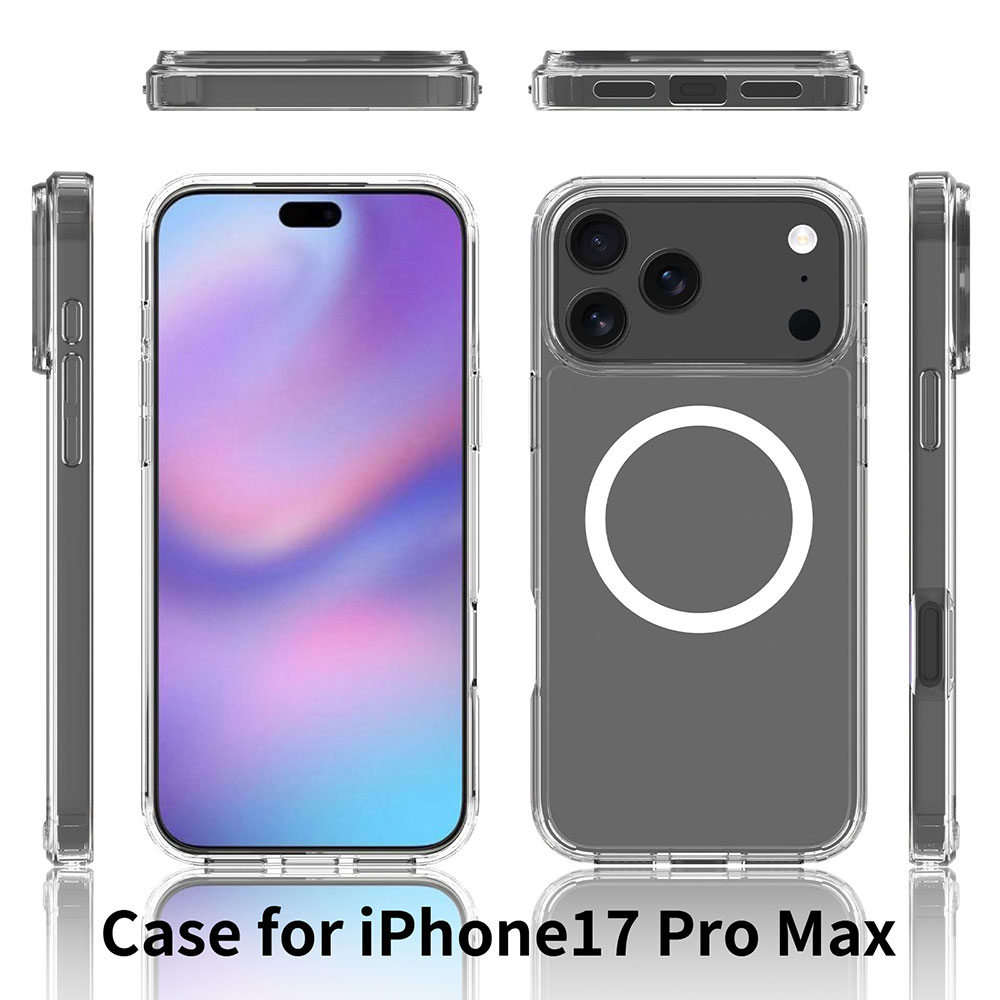 For iPhone 17 Pro Max Magnetic Clear TPU+PC Case with Wireless Charge Shockproof & Anti-Fingerprint Features