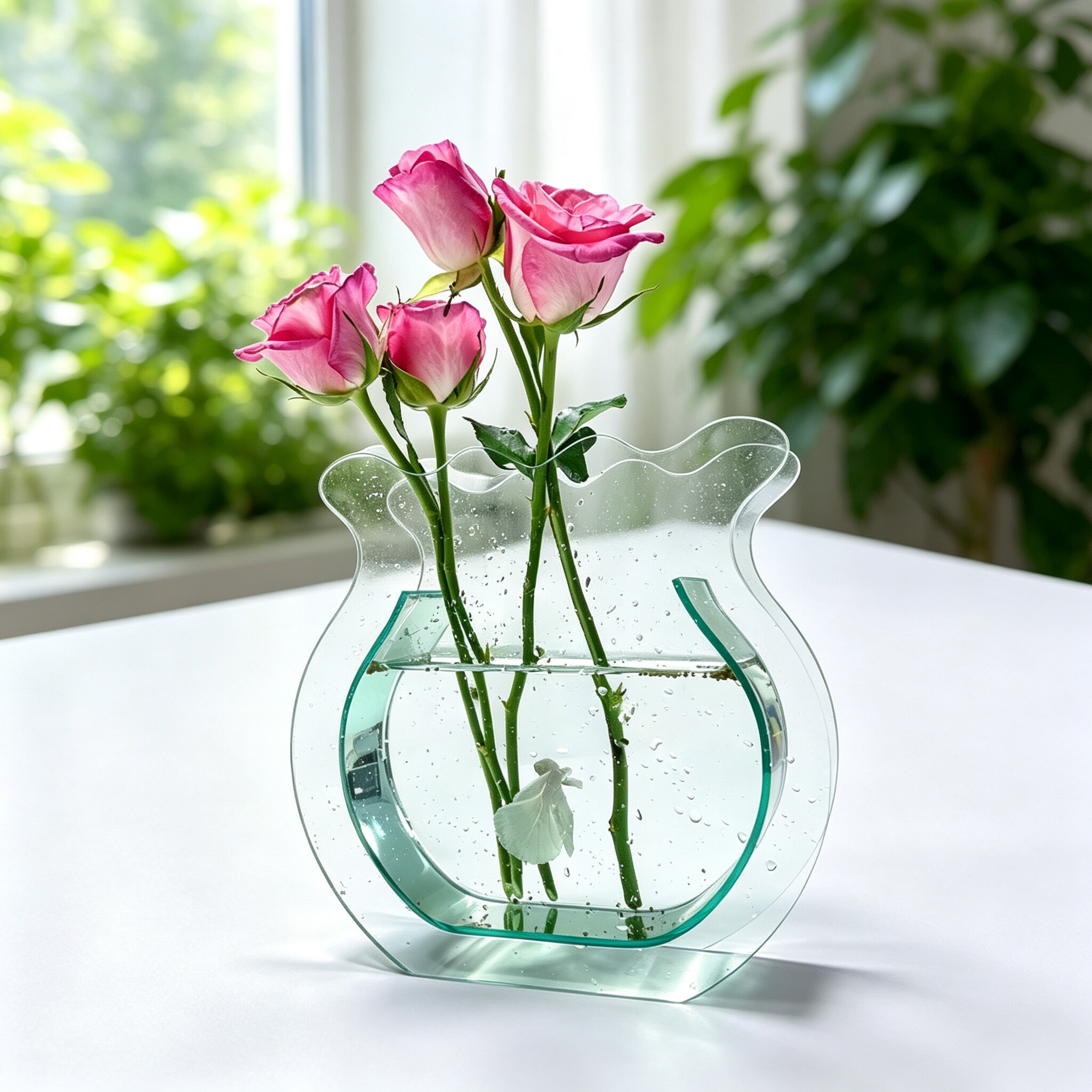 Fish Shaped Acrylic Vase | Clear Flower Vase & Mini Fish Bowl | Modern Table