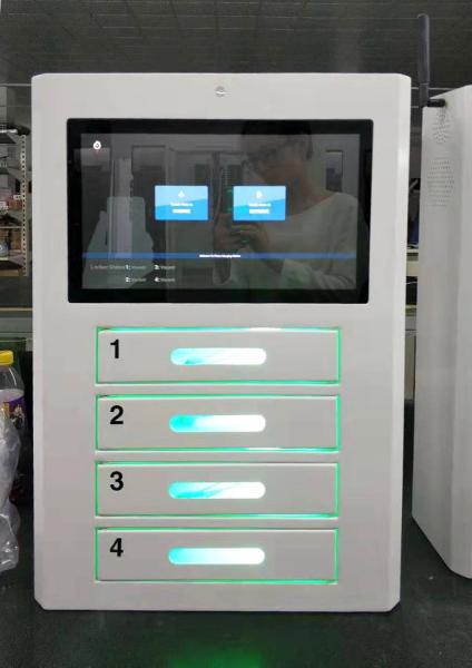 4 Electric Lockers Wall Mount Cell Phone Charging Station Kiosk With Advertising Screen