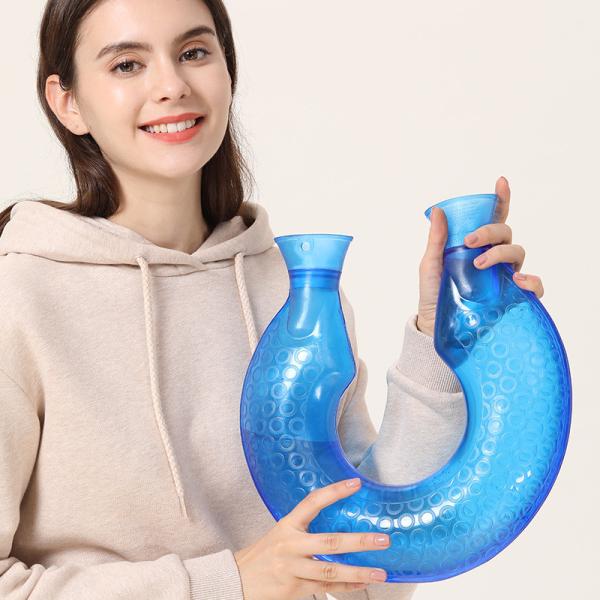 1.5L Botella de agua caliente fría Bolsa en forma de U Reutilizables bolsas calientes y frías para el dolor