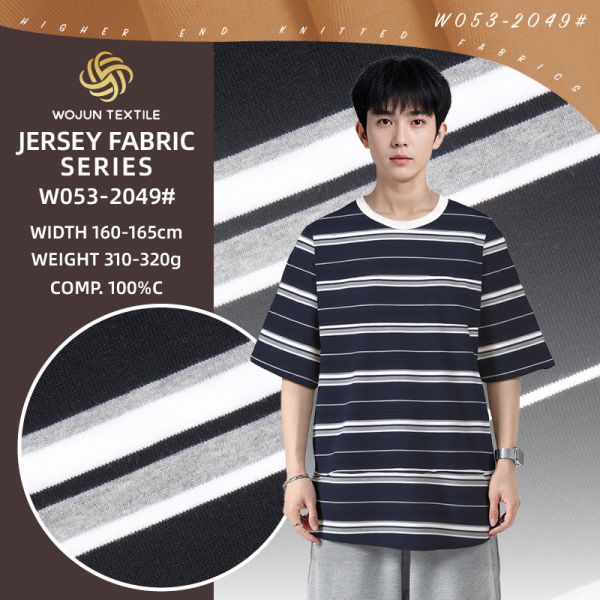 Good Quality And Breathable Skin-Friendly Striped Cotton Fabric For T-Shirt
