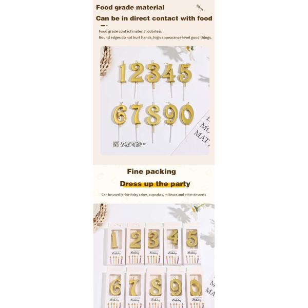 Ouro Criativo Prata Diamante Superfície Velas Digitais Decoração de Bolo de Aniversário