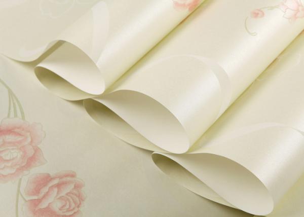 Beige Floral Pattern Country Style Wallpaper / Non Woven Wallcovering Waterproof