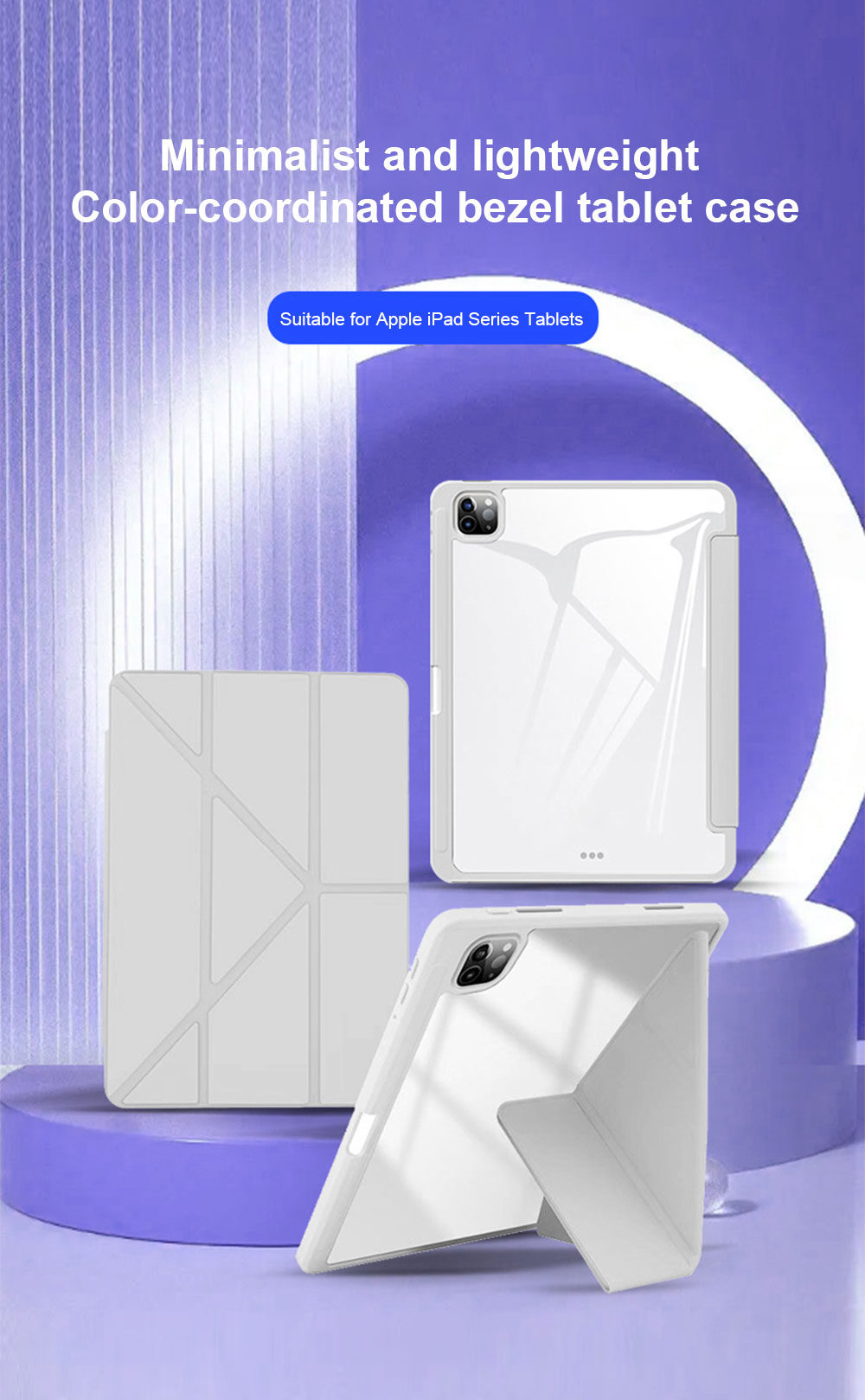 Laudtec Smart Stand PU Leather Case with Soft TPU PC Transparent Back Cover Auto Sleep/Wake for iPad Air 13 2025