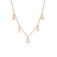 Charmes multi 925 Rose Gold argentée d'étoile et de collier en pierre de forme de pastille